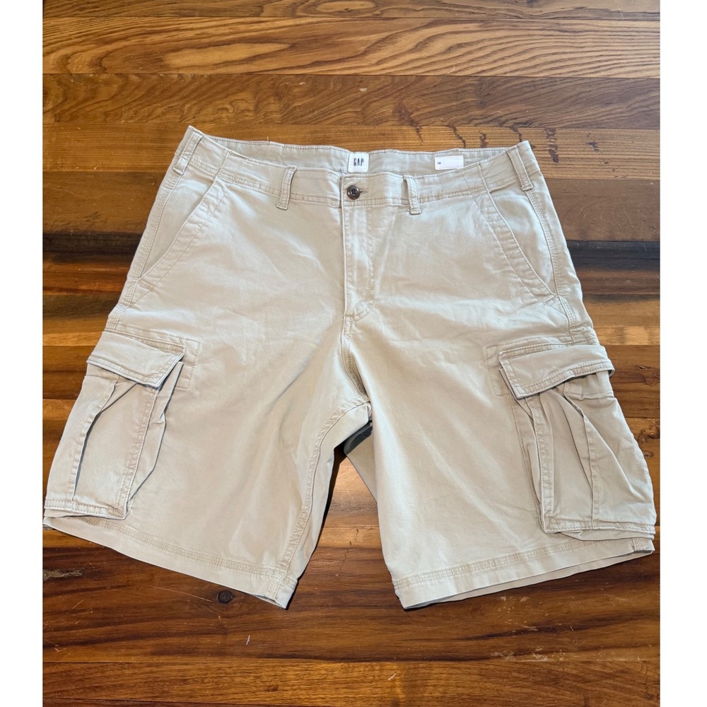 Gap Mens Cargo Shorts Size 36 Tan Khaki Stretch Cotton Twill Multi Pocket